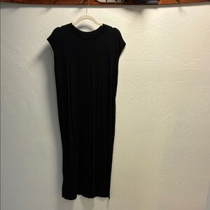 Free People Black Cap-Sleeve Midi Dress w/Pockets Size XS